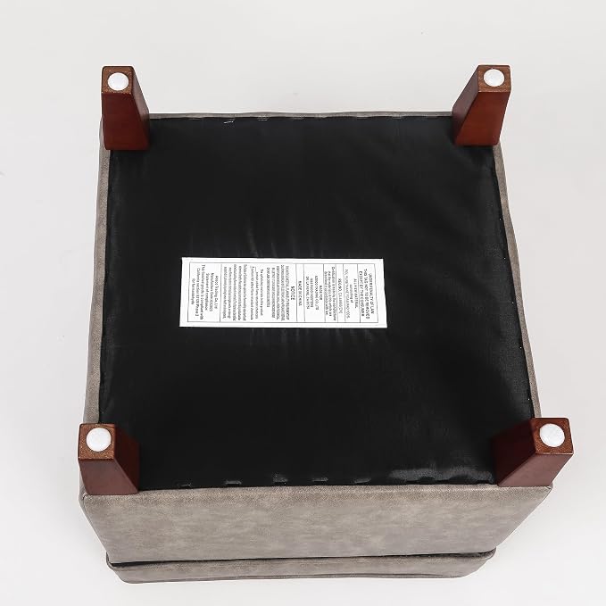 Adeco 17.5" Square Faux Leather Ottoman - Image 9