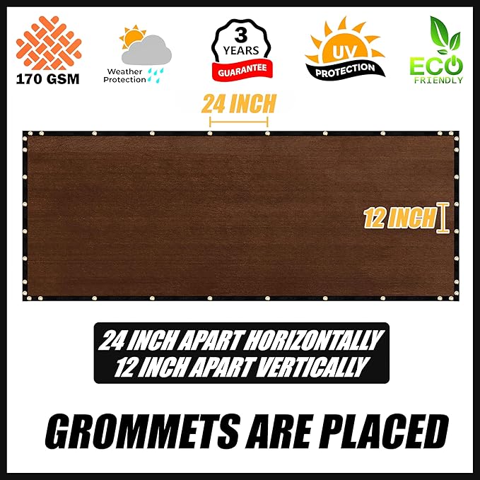 Royal Shade Custom Size 4' x 46' Brown Fence Privacy Screen Windscreen Cover - Image 4