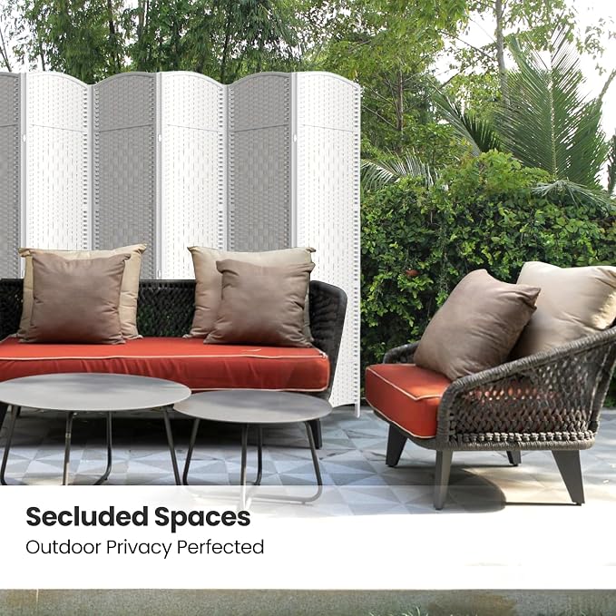 Folding Room Divider, Weave Fiber Privacy Screen, Extra Wide Room Screen - Image 5
