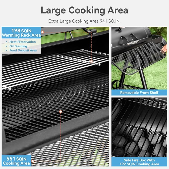 GREEN PARTY Offset Smoker Charcoal Grills - Image 8