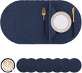 Homaxy Round Faux Leather Placemats and Coasters, Washable Dual-Side Table Mats by Homaxy
