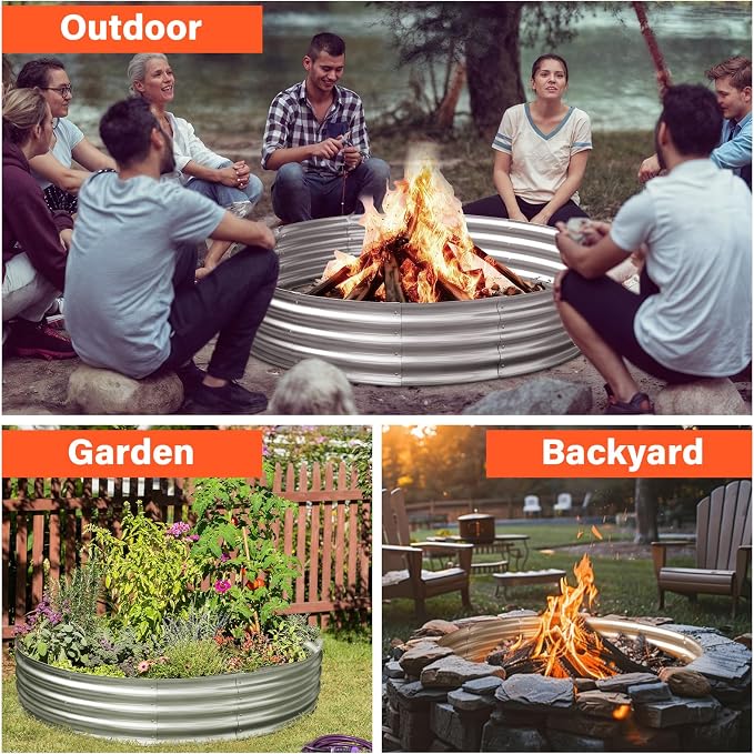 HGD 60 Inch Large Galvanized Steel Metal Fire Pit Ring - 5FT Heavy Duty Fire - Image 5