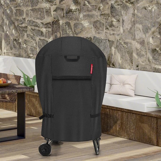 Porch Shield Round Patio Fire Pit Cover 28 inch Outdoor Rolling Fireplace - Image 7