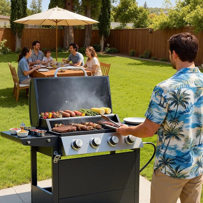 4-Burner Stainless Steel Gas Grill | 34, 000 BTU Total Output & 421 sq.in - Image 2