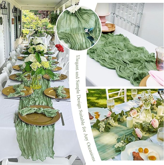 20 Packs Cheesecloth Table Runner 10FT Long Boho Gauze Fabric Table Runner - Image 7