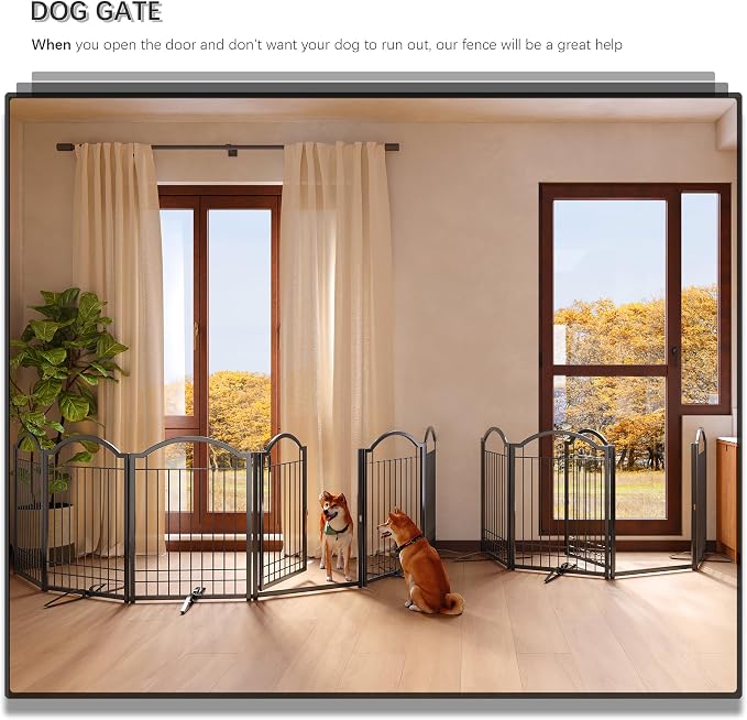 4NM Metal No Drilling Expandable Dog Gate, Extra Wide 96", Extra Tall 32" Free - Image 2