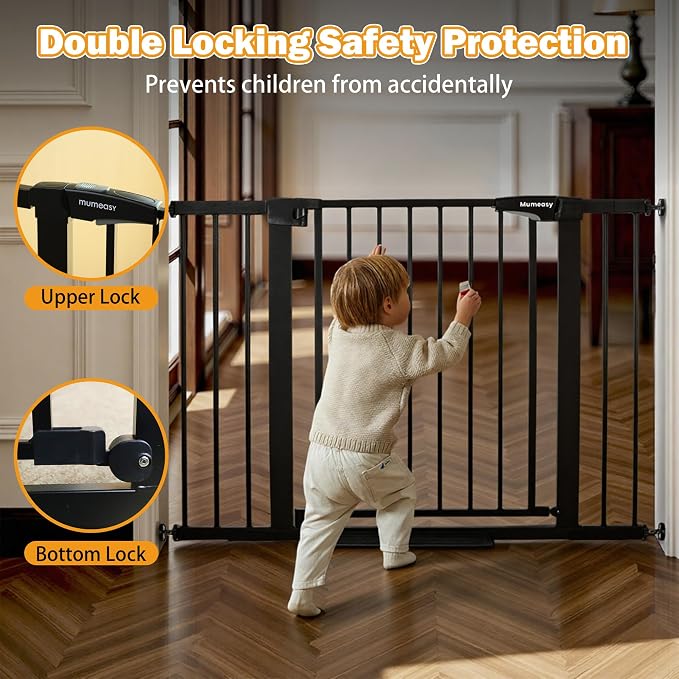 Mumeasy 29.6-46" Baby Gate for Stairs, Pressure Mounted Dog Gate for Doorways - Image 3