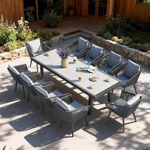 11 Pieces Patio Dining Set for 10 by HomeCareWholesale