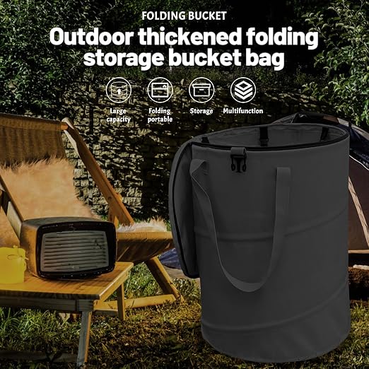 Pop up Camping Trash can with lid, Collapsible 24 Gallons Trash can with - Image 2