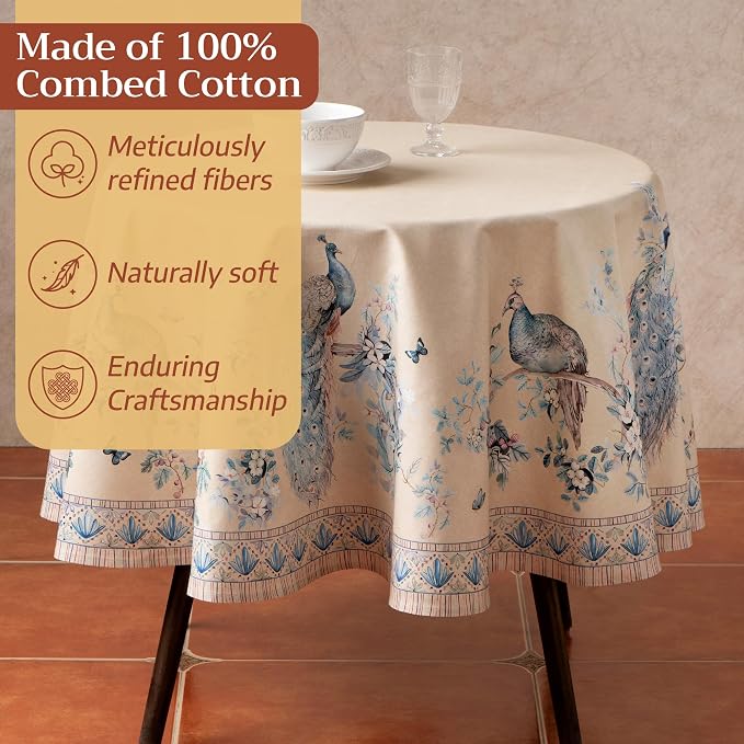 Maison d' Hermine Premium Table Cloth Round Table 100% Combed Cotton 70" - Image 4