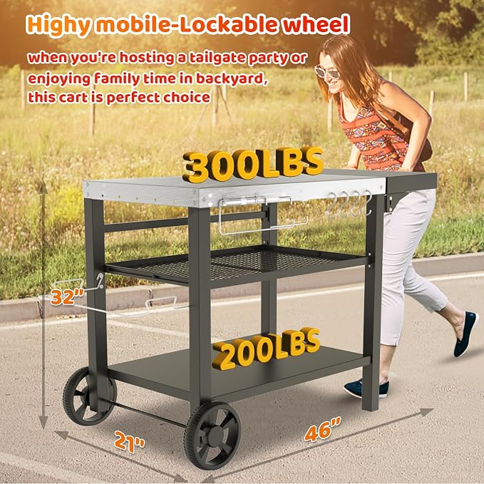 Outdoor Kitchen Island, Grill Table Cart - Image 3