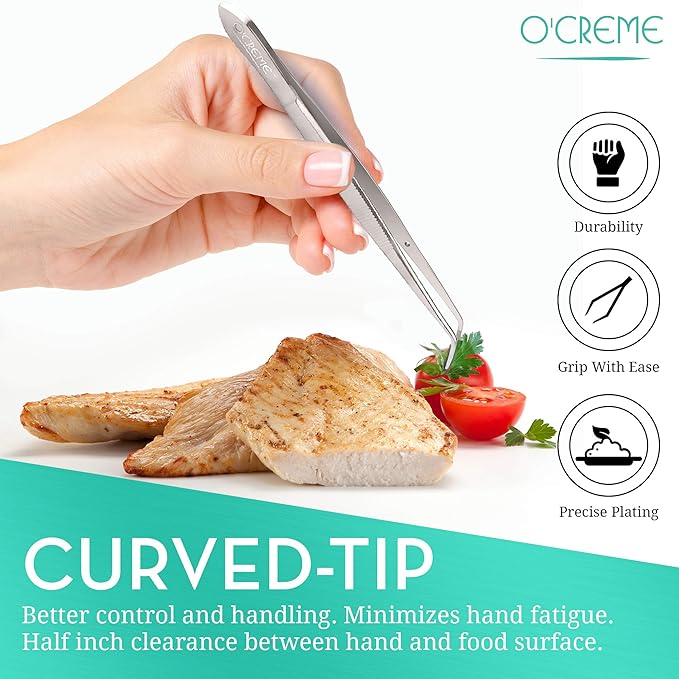 Tweezer Tongs, Stainless Steel Fine-Tip, Silver for Plating