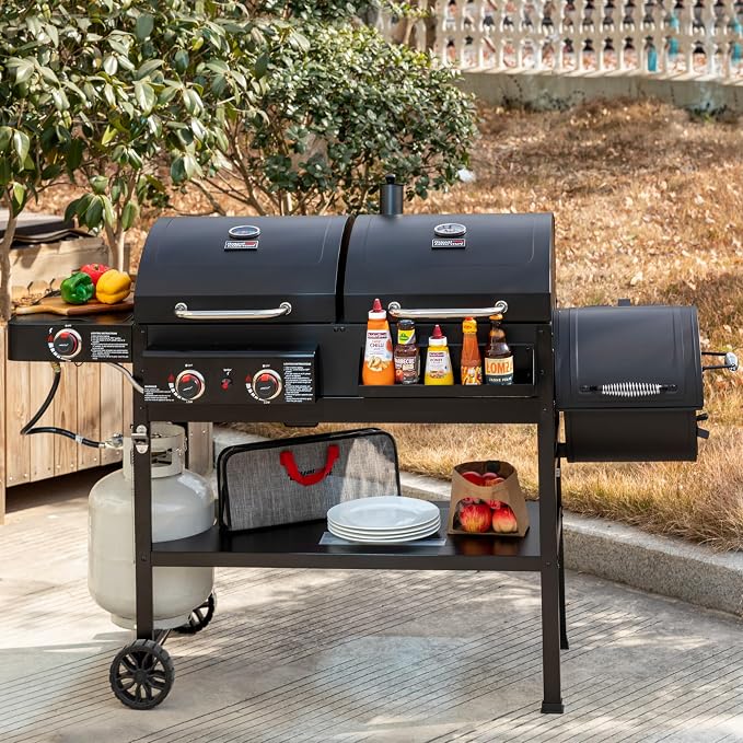 2-Burner Gas and Charcoal Combo Grill - Image 3