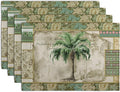 Tropical Palm Tree Placemats Set of 4 Summer Vintage Green Leaf Kitchen Table by Wnoesat