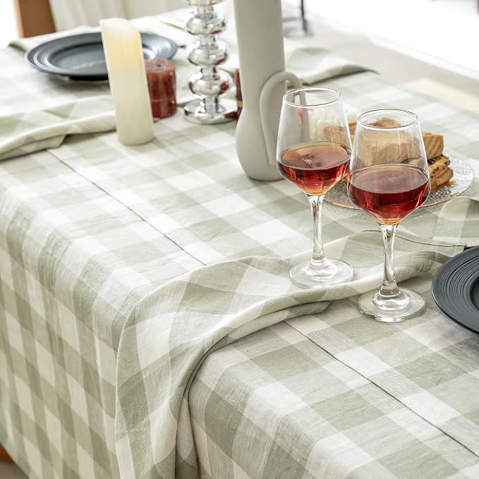 EVERLY 100% Yarn-Dyed Linen Rectangle Tablecloths 60x120Inches - Image 8