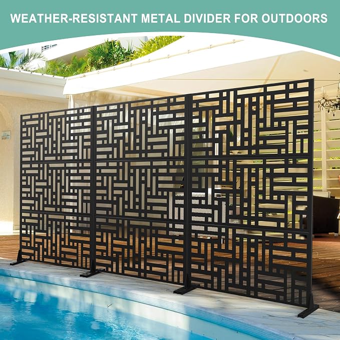 Metal Privacy Screen for Outdoor & Indoor Use, Free Standing Privacy Screen for - Image 5