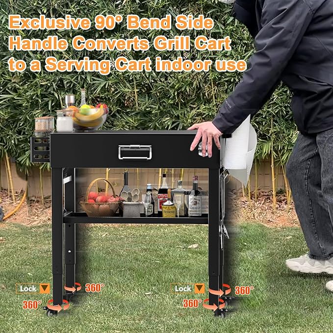 28" and 34" Upgrade Height & Quick-Fold Portable Grill Cart - Image 4
