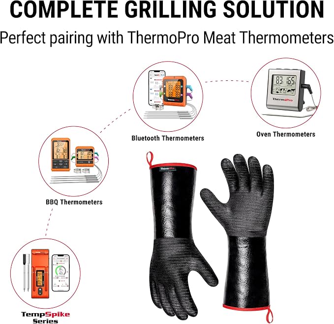 ThermoPro 932°F Heat Resistant BBQ Gloves, Oil & Slip-Resistant Neoprene Oven - Image 9