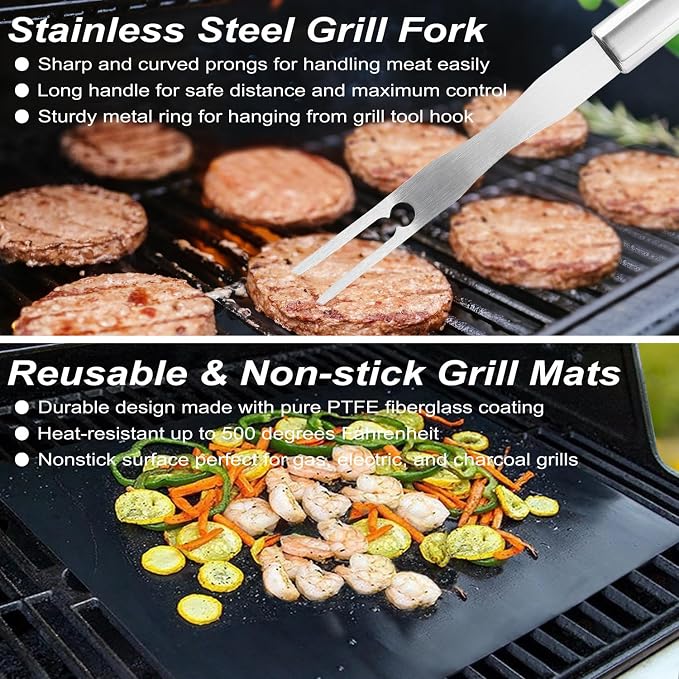 POLIGO 22PCS Heavy Duty BBQ Grill Accessories Set, Non-Slip Grill Tools - Image 5