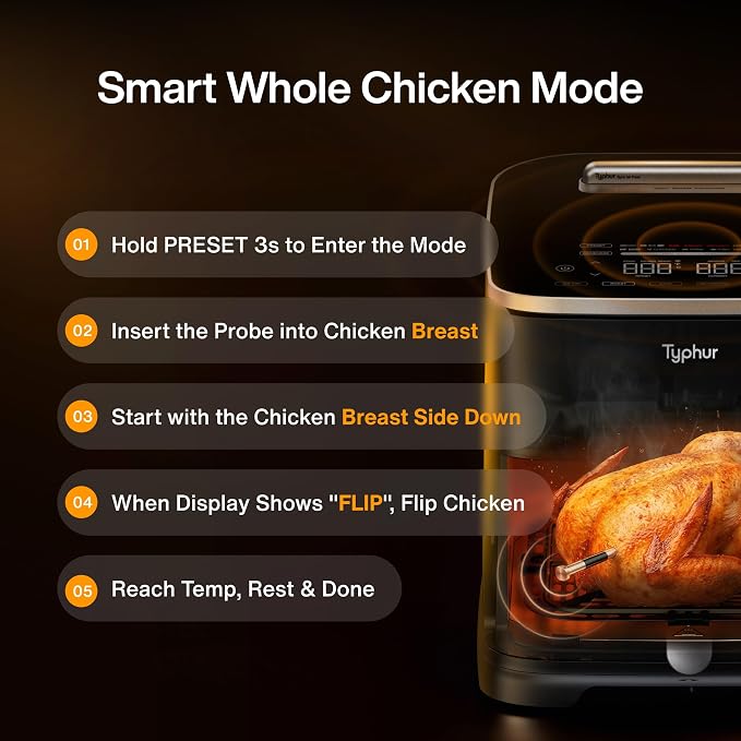 Typhur 8QT Sync Air Fryer with Built-in Wireless Meat Thermometer, 9-in-1 Smart - Image 8