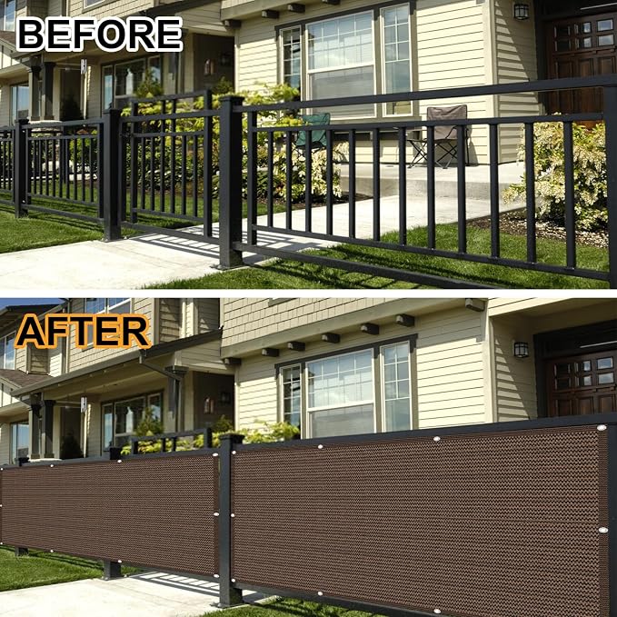 Eden's Decor Balcony Privacy Screen Brown 3'x 8' Cover Mesh Windscreen - Image 7