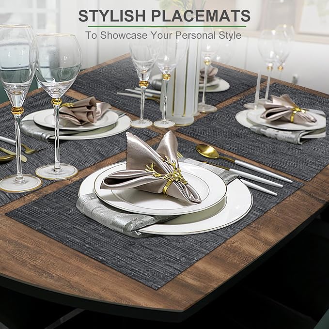 BETEAM Placemats Set of 8, Woven Vinyl Placemat - Image 6