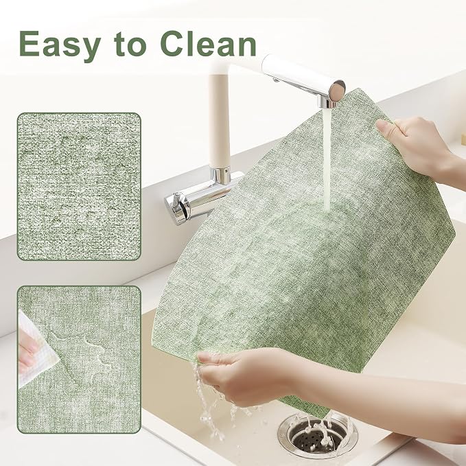 Homaxy Round Table Placemats Set of 6, Washable Wedge Shaped Faux Leather Table - Image 4