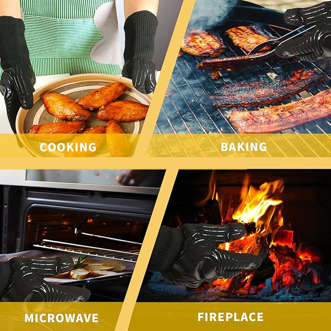 BBQ Gloves, 1472°F Heat Resistant Gloves Fireproof Mitts, Grilling Gloves - Image 5