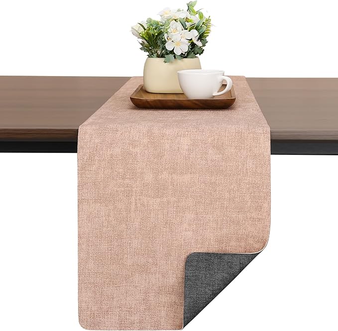 Table Runners 72 Inches Long, Dual-Sided Faux Leather Farmhouse Table Runner by Chitomars