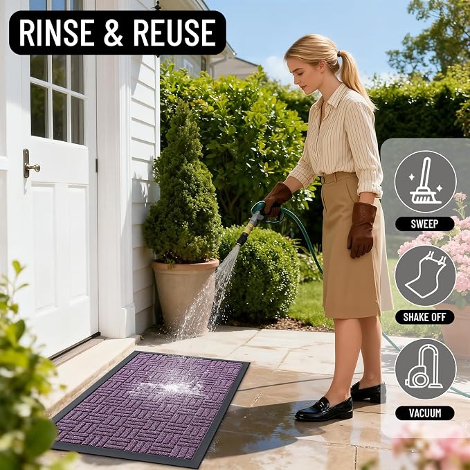 OLANLY Front Door Mat Outside Entrance 59x34, Heavy Duty Sturdy Natural Rubber - Image 7