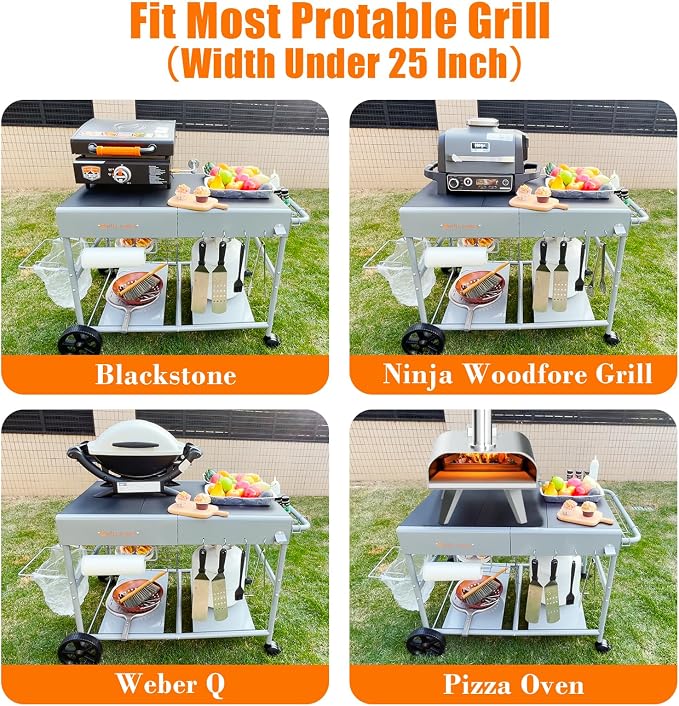 Outdoor Pizza Oven Table for Ninja Woodfire, Portable Grill Cart & Food Prep - Image 3