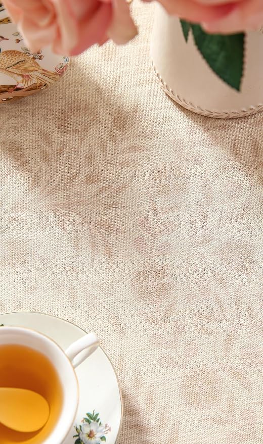 Designer Floral Linen Round Tablecloth, Vintage Indian Wrinkle Resistant - Image 6