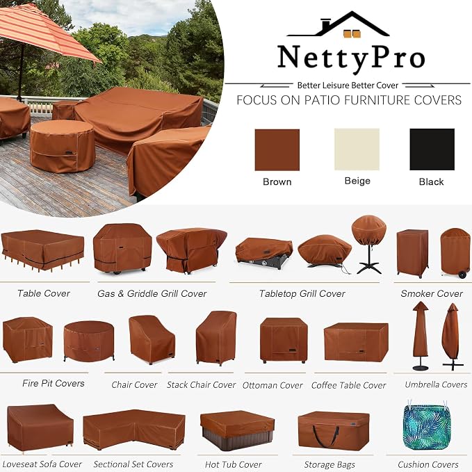 NettyPro Patio Table Cover Rectangular 105 x 75 Inch, 600D Heavy Duty - Image 7