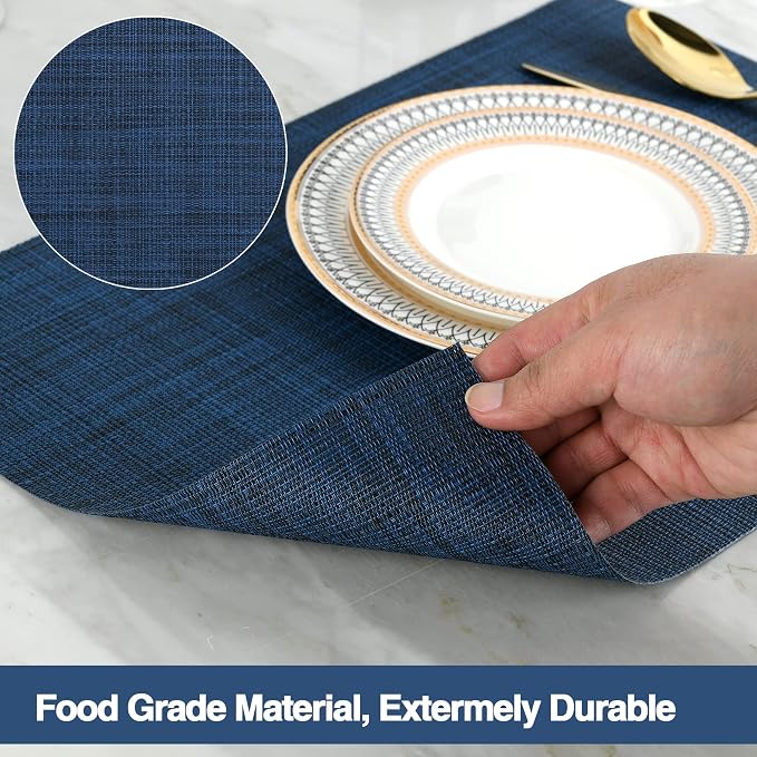 SLKQG Navy Blue Placemats Set of 6 - Image 4