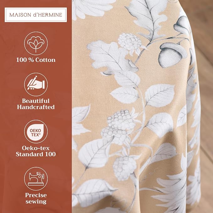 Maison d' Hermine Table Cloth Round Table 100% Cotton 63 Inches Fall Tablecloth - Image 2