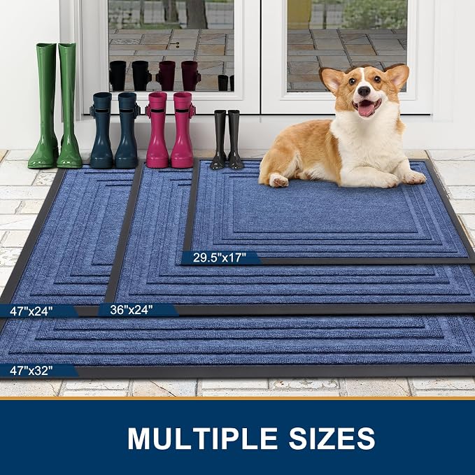 Buganda Front Door Mat Indoor Outdoor Entrance, Non-Slip Natural Rubber Doormats - Image 2