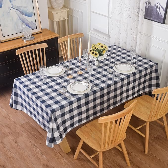 Cupuamon 2 Pack Waterproof Polyester Fabic Rectangle Checkered Tablecloth，60x84 by Cupuamon