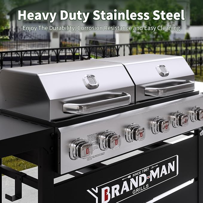 Brand-Man Griddle Grill Combo 6-Burner, 2 in 1 Versatile Propane Gas Grill and - Image 4