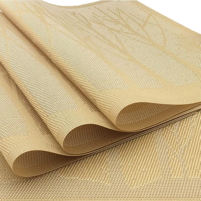 Gugrida Place Mats PVC Set of 6, Table Placemats Set of 6 PVC Washable Woven - Image 3