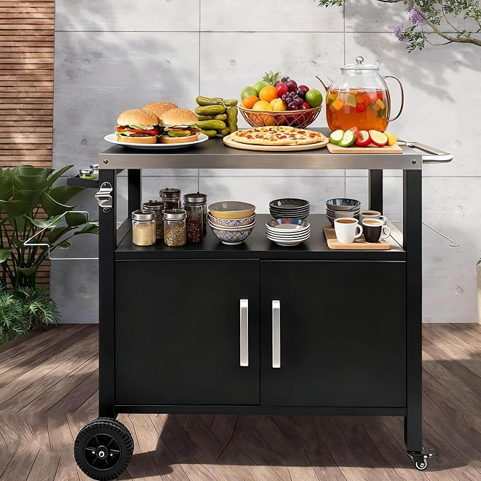 Dining Cart Table with Big Storage Cabinet - Image 7