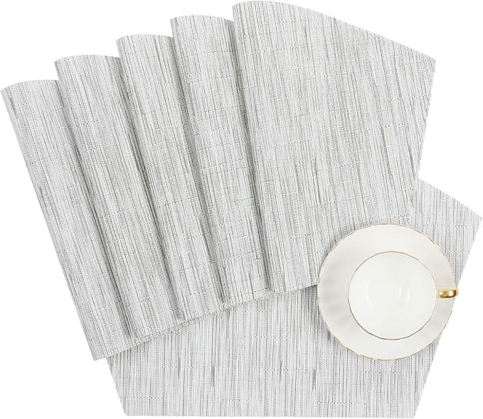 SHACOS Wedge Placemats Set of 8 Woven Vinyl Placemats - Image 8