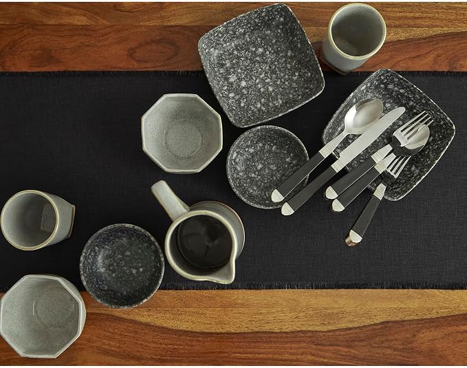 Solino Home Linen Black Table Runner 108 Inches Long - Image 3