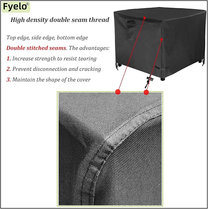Square 36 Inch Gas Fire Pit Cover 36"L x 36"W x 24"H Waterproof Heavy duty - Image 6