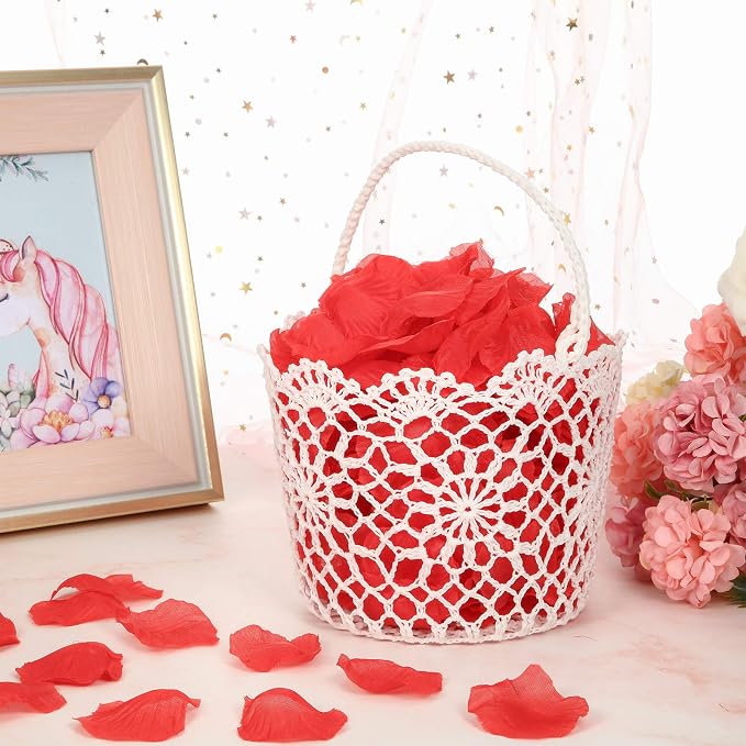 WILLBOND 4pcs White Flower Girl Basket - Image 4