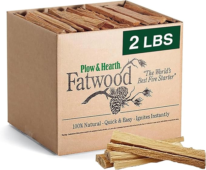 Plow & Hearth 2 LBS Fatwood Fire Starter Sticks Organic Kindling, Easy Ignition by PlowHearth
