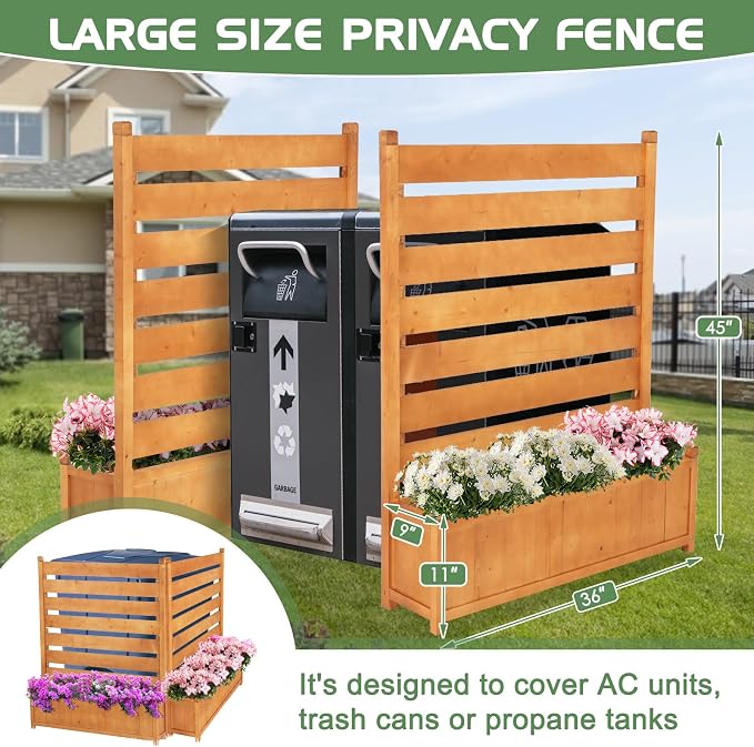 Air Conditioner Fence, Outdoor Wood Privacy Screens - Image 2