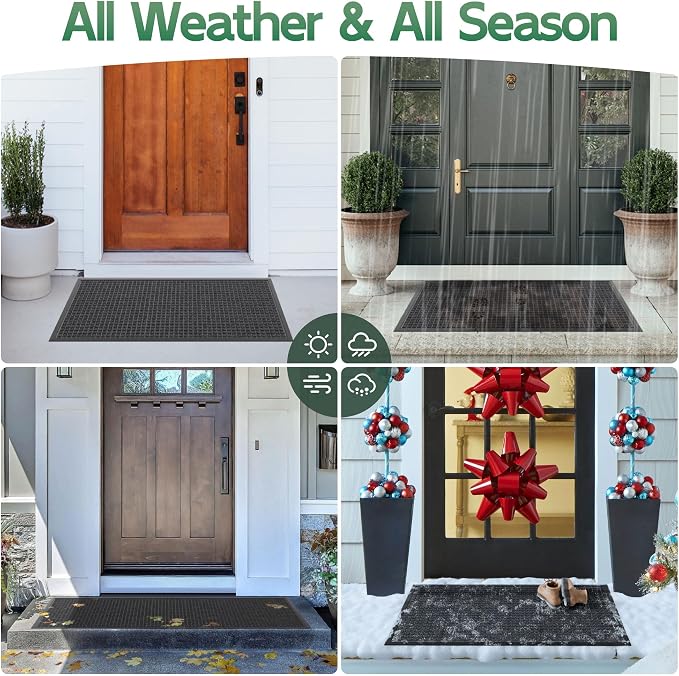 Front Door Mat Outside Entrance, All Season Weather Outdoor Doormat, Natural - Image 7