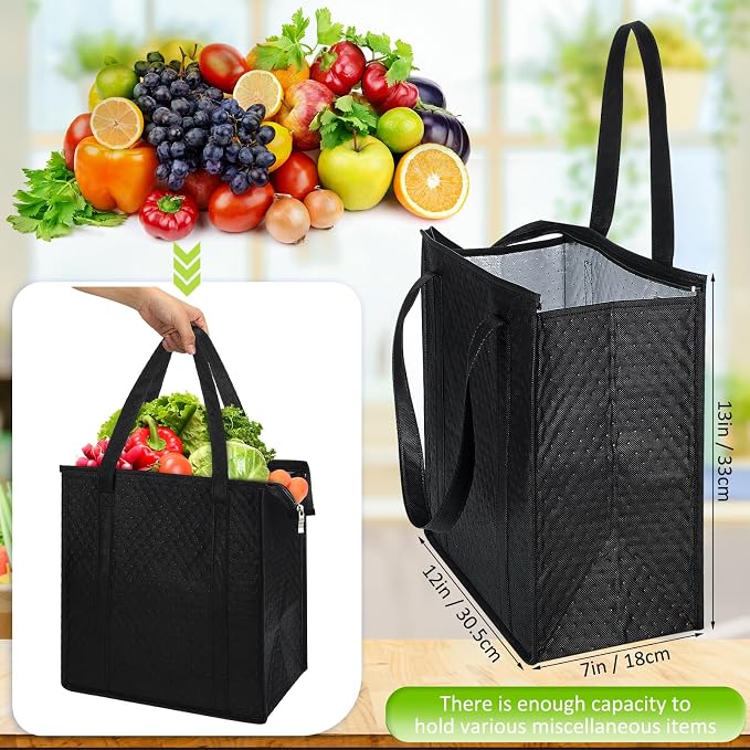 10 Pack Large Insulated Grocery Bags Reusable Shopping Bags - Image 2