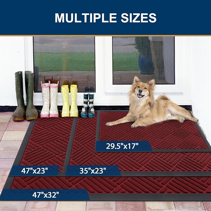 Smiry Front Door Mat Outside Entrance, Heavy Duty Outdoor Indoor Mat, Natural - Image 2