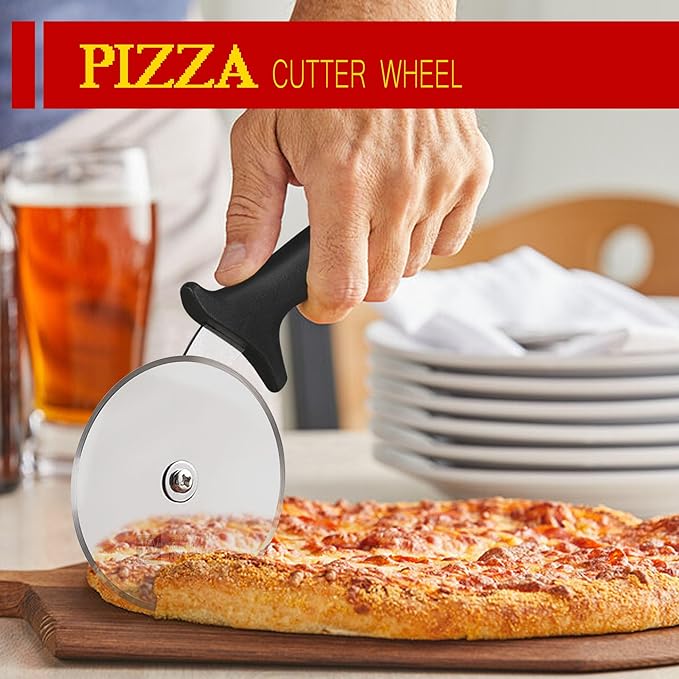 Pizza Peel Set 6 Piece with Aluminum Peels and Brass Bristle Oven Brush